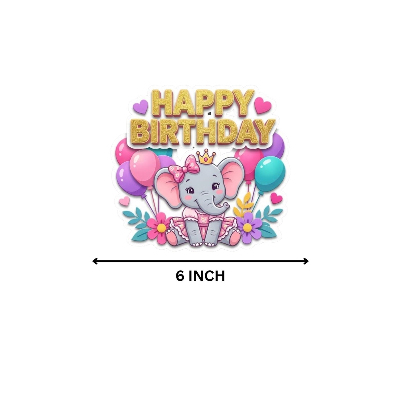 Baby Elephant Girl Birthday Cake Topper for Kids | Premium 300 GSM Cardstock | Cute Cartoon Party Decoration | Cake Decoration Topper for Birthday Party Supplies