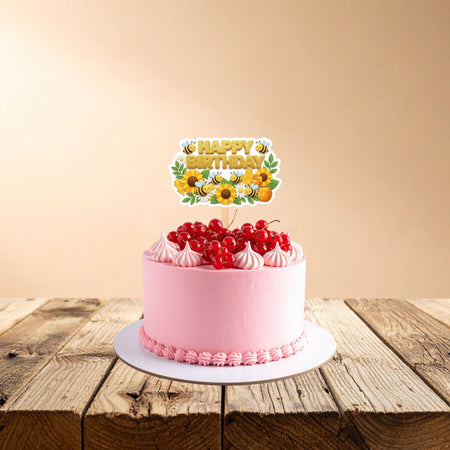 Bumble Bee Birthday Cake Topper for Kids | Premium 300 GSM Cardstock | Cute Cartoon Party Decoration | Cake Decoration Topper for Birthday Party Supplies