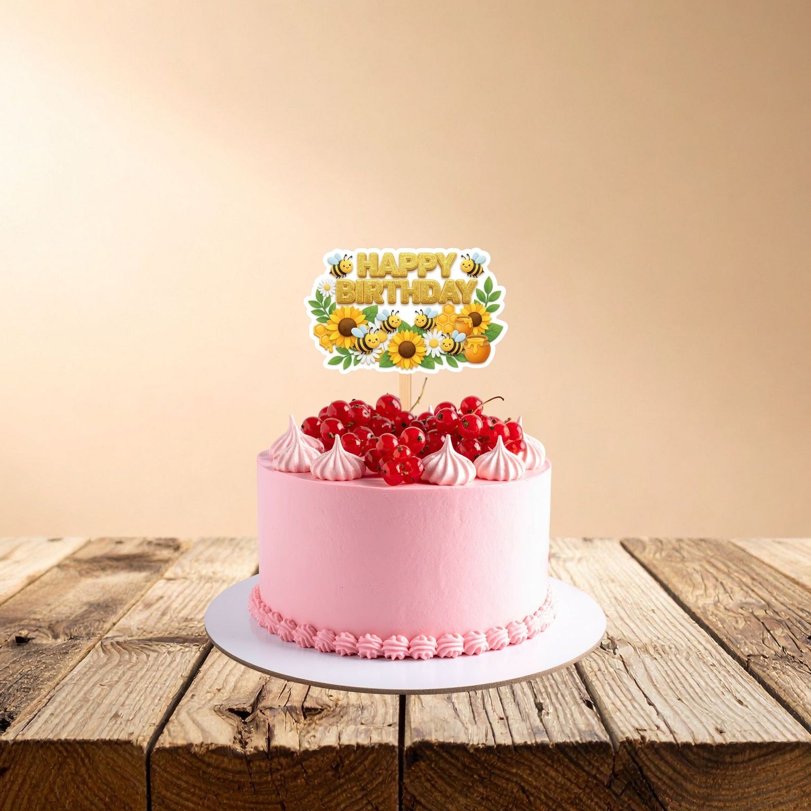 Bumble Bee Birthday Cake Topper for Kids | Premium 300 GSM Cardstock | Cute Cartoon Party Decoration | Cake Decoration Topper for Birthday Party Supplies