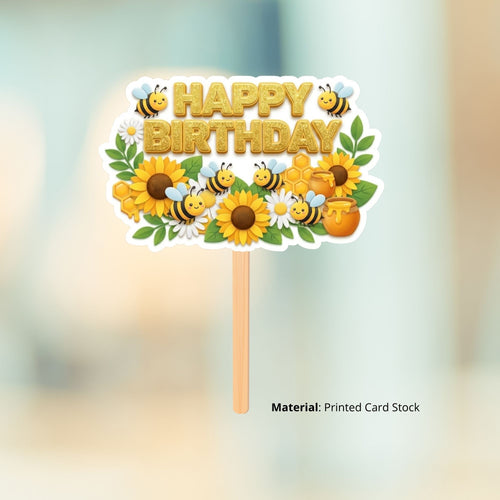 Load image into Gallery viewer, Bumble Bee Birthday Cake Topper for Kids | Premium 300 GSM Cardstock | Cute Cartoon Party Decoration | Cake Decoration Topper for Birthday Party Supplies
