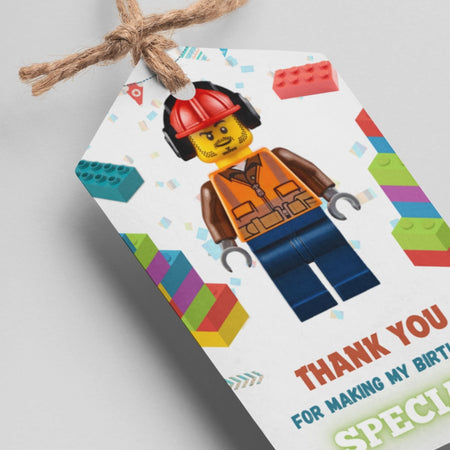 Lego Theme Thank You Cards & Return Gift Tags - 30Pcs, 2x3.5, 250 GSM Cardstock, Green & Black (Lego)