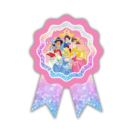Disney Princess Theme Birthday Badges for Kids – 4x3 Inch 250gsm Cardstock with Pin | PartyDecor Mall (Princess)