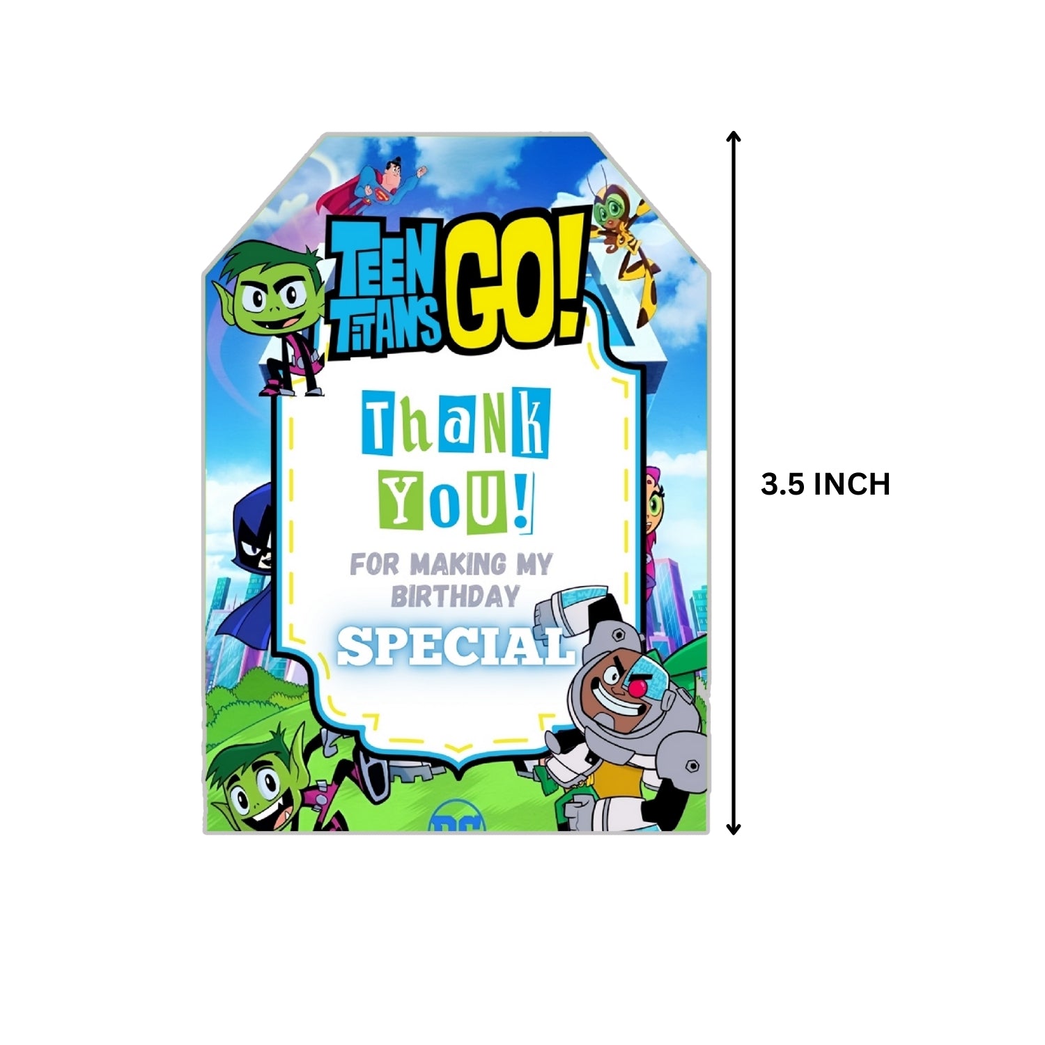 Teen Titans Go Theme Thank You Cards & Return Gift Tags - 30Pcs, 2x3.5, 250 GSM Cardstock (Teen Titans Go)