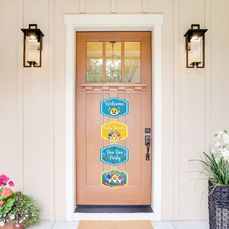 Baby Shark Door/Wall Hanging Dangler- (42 Inches/250 GSM Cardstock/Blue & Yellow/6Pcs)