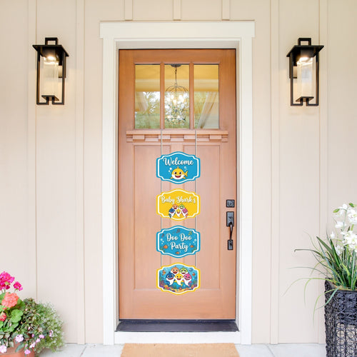 Load image into Gallery viewer, Baby Shark Door/Wall Hanging Dangler- (42 Inches/250 GSM Cardstock/Blue &amp; Yellow/6Pcs)
