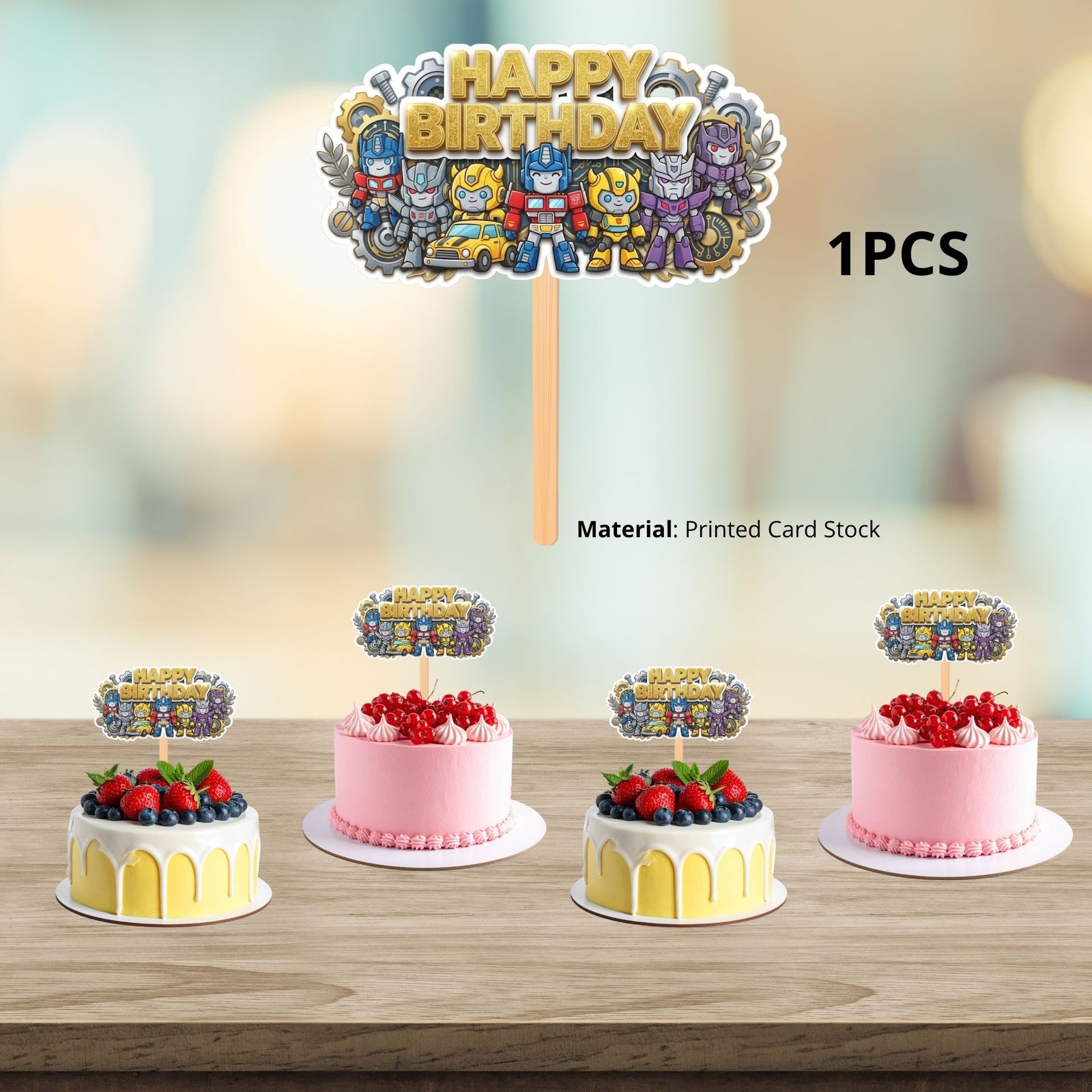 Transformers Birthday Cake Topper for Kids | Premium 300 GSM Cardstock | Cute Cartoon Party Decoration | Cake Decoration Topper for Birthday Party Supplies