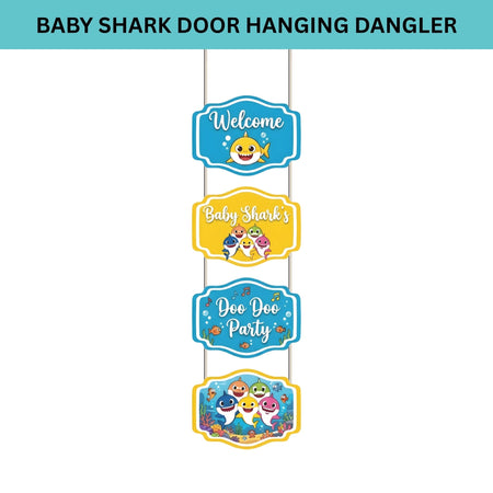 Baby Shark Door/Wall Hanging Dangler- (42 Inches/250 GSM Cardstock/Blue & Yellow/6Pcs)