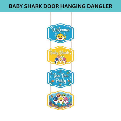 Load image into Gallery viewer, Baby Shark Door/Wall Hanging Dangler- (42 Inches/250 GSM Cardstock/Blue &amp; Yellow/6Pcs)
