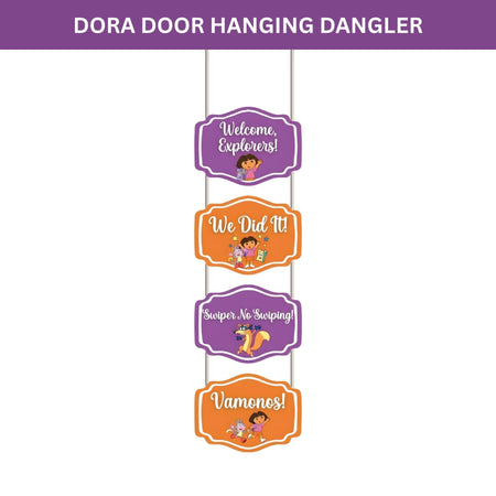 Dora Door/Wall Hanging Dangler- (42 Inches/250 GSM Cardstock/Orange & Purple/6Pcs)