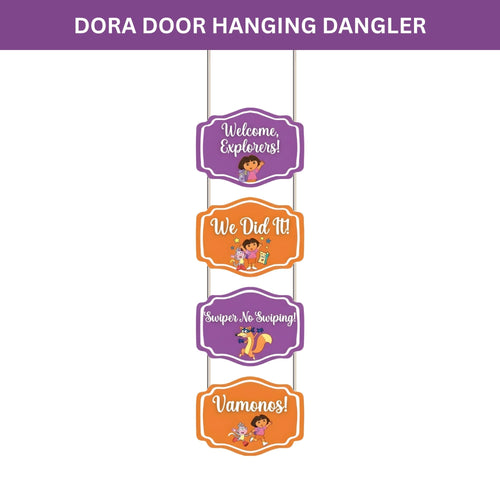 Load image into Gallery viewer, Dora Door/Wall Hanging Dangler- (42 Inches/250 GSM Cardstock/Orange &amp; Purple/6Pcs)
