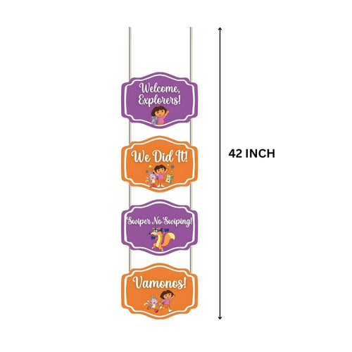 Load image into Gallery viewer, Dora Door/Wall Hanging Dangler- (42 Inches/250 GSM Cardstock/Orange &amp; Purple/6Pcs)
