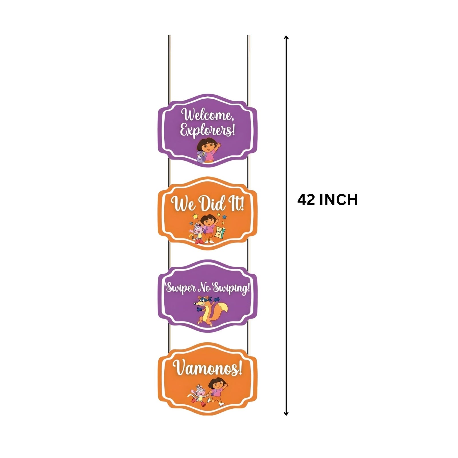 Dora Door/Wall Hanging Dangler- (42 Inches/250 GSM Cardstock/Orange & Purple/6Pcs)