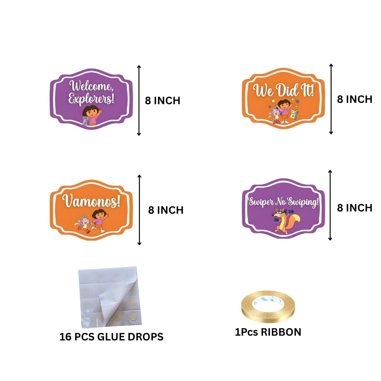 Dora Door/Wall Hanging Dangler- (42 Inches/250 GSM Cardstock/Orange & Purple/6Pcs)