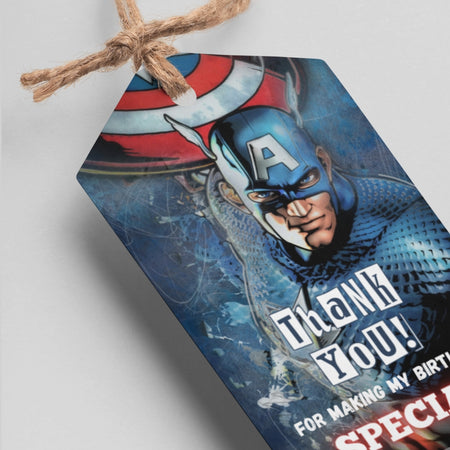 Captain America Theme Thank You Cards & Return Gift Tags - 30Pcs, 2x3.5, 250 GSM Cardstock, Green & Black (Captain America)