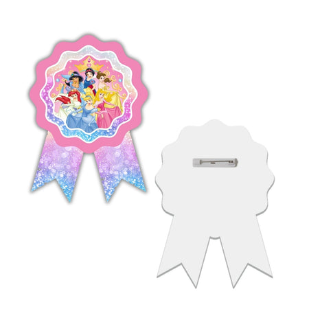 Disney Princess Theme Birthday Badges for Kids – 4x3 Inch 250gsm Cardstock with Pin | PartyDecor Mall (Princess)