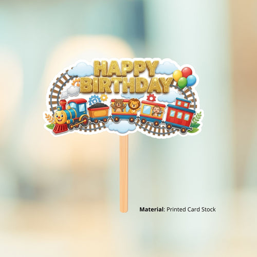 Load image into Gallery viewer, Train Birthday Cake Topper for Kids | Premium 300 GSM Cardstock | Cute Cartoon Party Decoration | Cake Decoration Topper for Birthday Party Supplies
