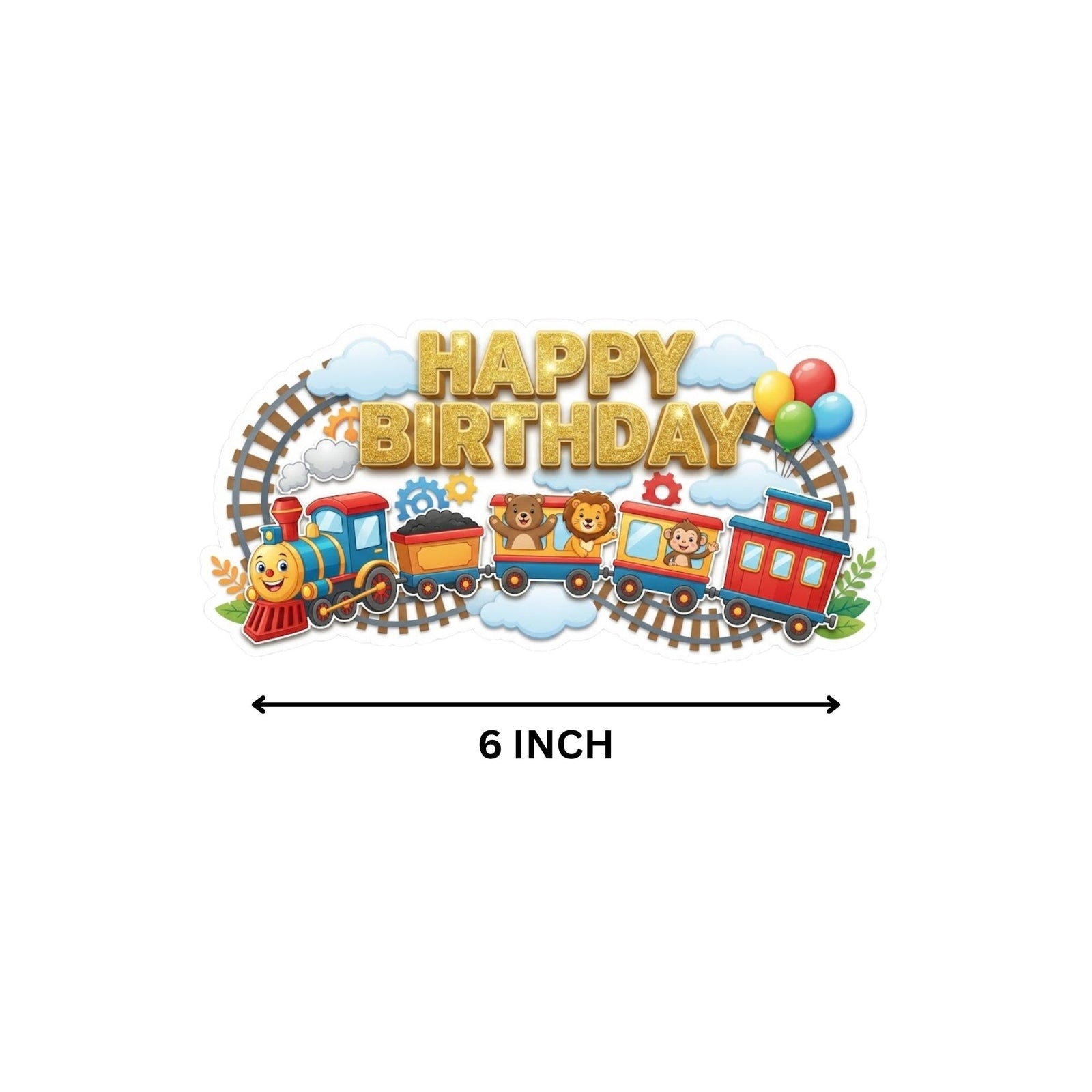 Train Birthday Cake Topper for Kids | Premium 300 GSM Cardstock | Cute Cartoon Party Decoration | Cake Decoration Topper for Birthday Party Supplies