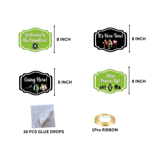 Load image into Gallery viewer, Ben 10 Door/Wall Hanging Dangler- (42 Inches/250 GSM Cardstock/Black &amp; Green/6Pcs)

