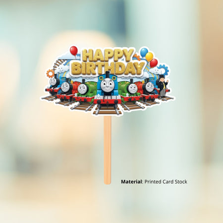 Thomas The Train Birthday Cake Topper for Kids | Premium 300 GSM Cardstock | Cute Cartoon Party Decoration | Cake Decoration Topper for Birthday Party Supplies