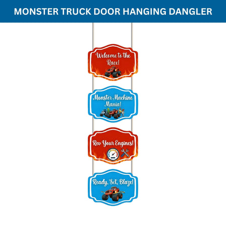 Monster Truck Door/Wall Hanging Dangler- (42 Inches/250 GSM Cardstock/Red & Blue/6Pcs)