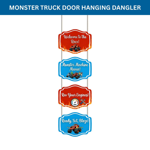 Load image into Gallery viewer, Monster Truck Door/Wall Hanging Dangler- (42 Inches/250 GSM Cardstock/Red &amp; Blue/6Pcs)
