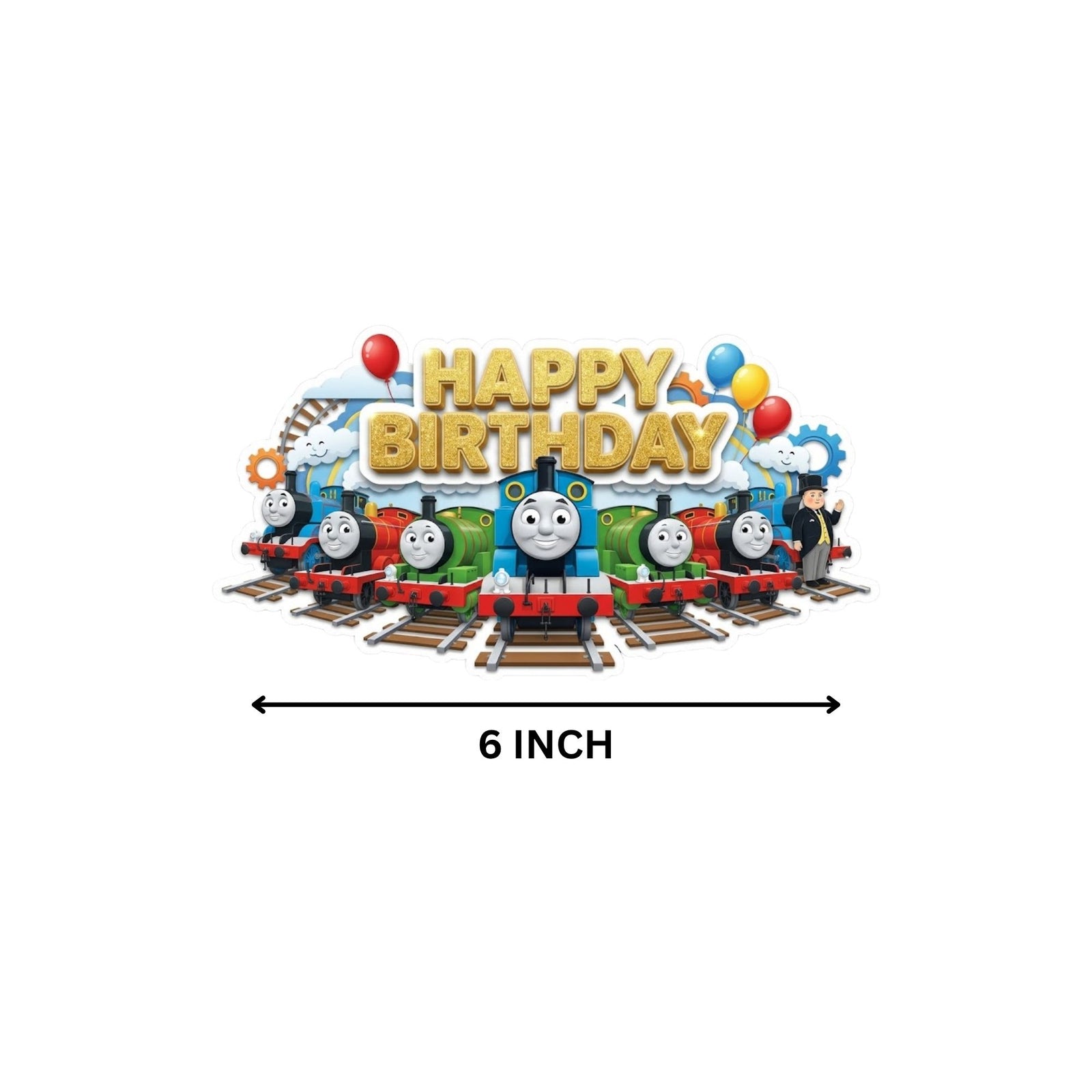 Thomas The Train Birthday Cake Topper for Kids | Premium 300 GSM Cardstock | Cute Cartoon Party Decoration | Cake Decoration Topper for Birthday Party Supplies