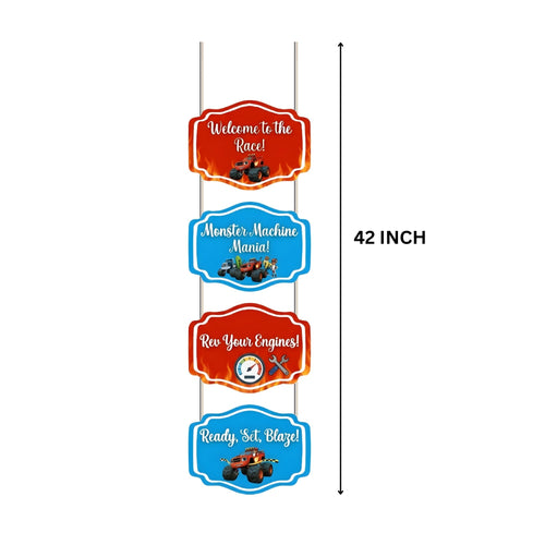 Load image into Gallery viewer, Monster Truck Door/Wall Hanging Dangler- (42 Inches/250 GSM Cardstock/Red &amp; Blue/6Pcs)
