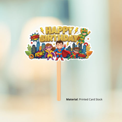 Load image into Gallery viewer, Super Hero Squad Birthday Cake Topper for Kids | Premium 300 GSM Cardstock | Cute Cartoon Party Decoration | Cake Decoration Topper for Birthday Party Supplies
