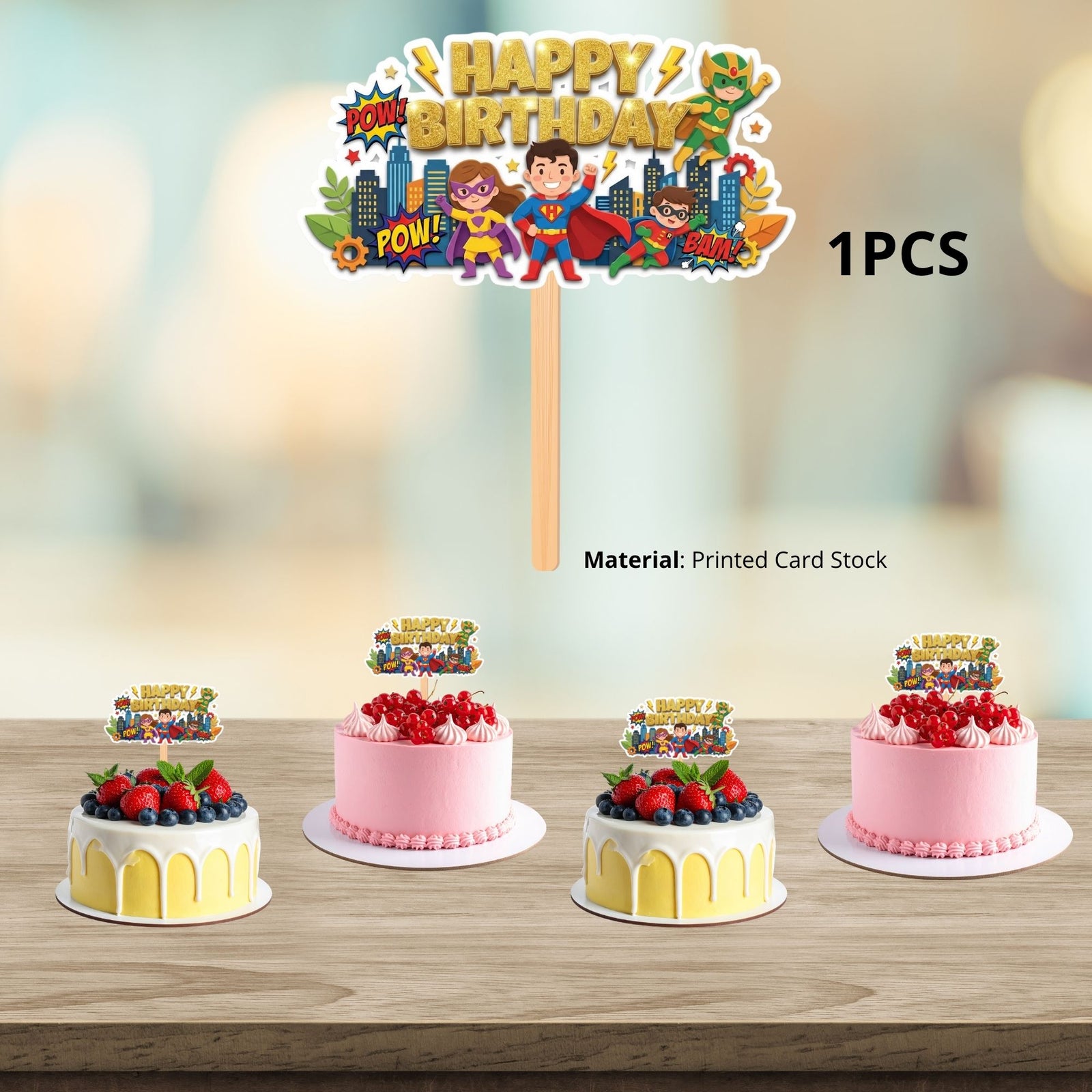 Super Hero Squad Birthday Cake Topper for Kids | Premium 300 GSM Cardstock | Cute Cartoon Party Decoration | Cake Decoration Topper for Birthday Party Supplies