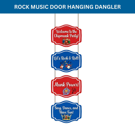 Rock Music Door/Wall Hanging Dangler- (42 Inches/250 GSM Cardstock/Red & Blue/6Pcs)