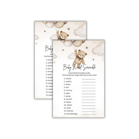 Baby Word Scramble Baby Shower Games Card Pack - 18 High-Quality 300gsm Cards for Fun & Exciting Celebration