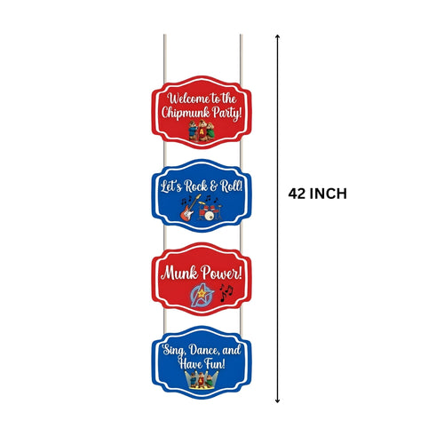 Load image into Gallery viewer, Rock Music Door/Wall Hanging Dangler- (42 Inches/250 GSM Cardstock/Red &amp; Blue/6Pcs)
