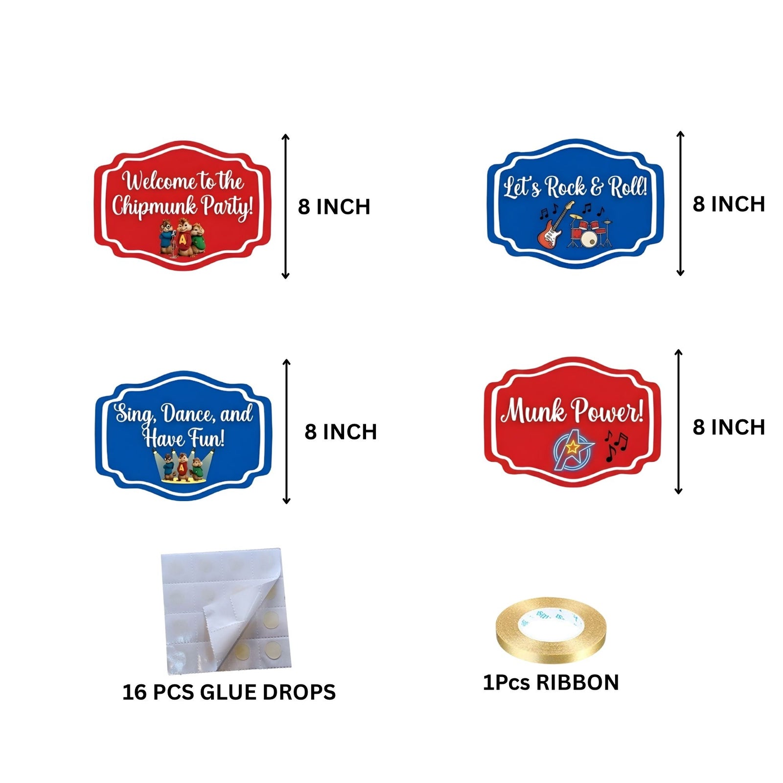 Rock Music Door/Wall Hanging Dangler- (42 Inches/250 GSM Cardstock/Red & Blue/6Pcs)