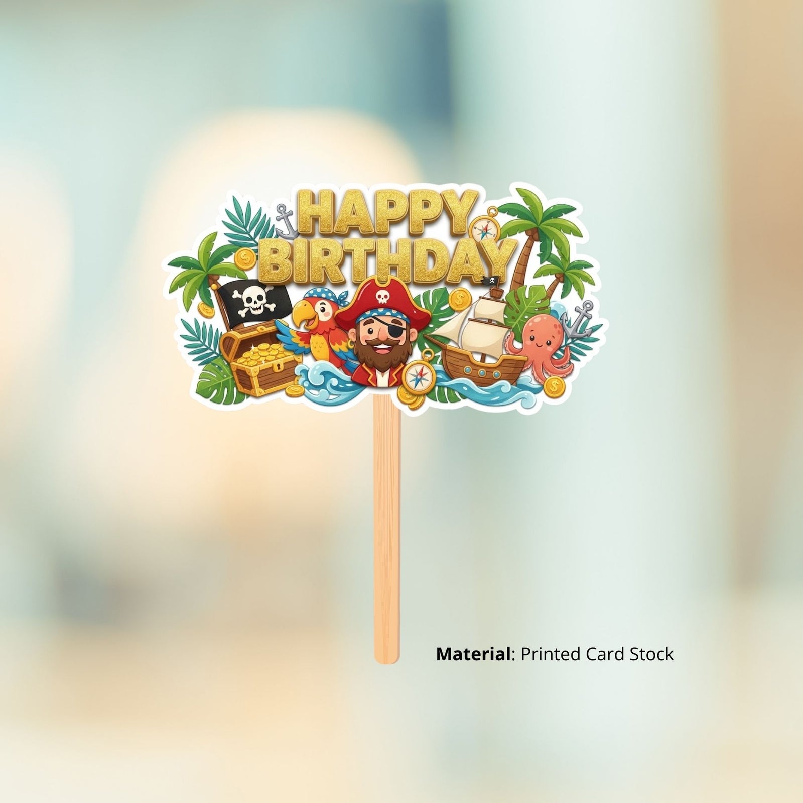 Pirate Kid Birthday Cake Topper for Kids | Premium 300 GSM Cardstock | Cute Cartoon Party Decoration | Cake Decoration Topper for Birthday Party Supplies
