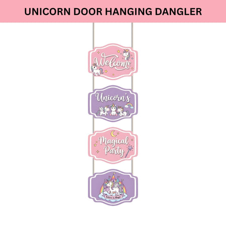 Unicorn Door/Wall Hanging Dangler- (42 Inches/250 GSM Cardstock/Pink & Purple/6Pcs)