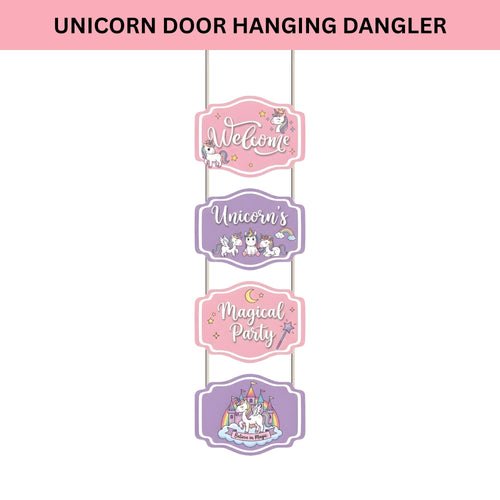 Load image into Gallery viewer, Unicorn Door/Wall Hanging Dangler- (42 Inches/250 GSM Cardstock/Pink &amp; Purple/6Pcs)

