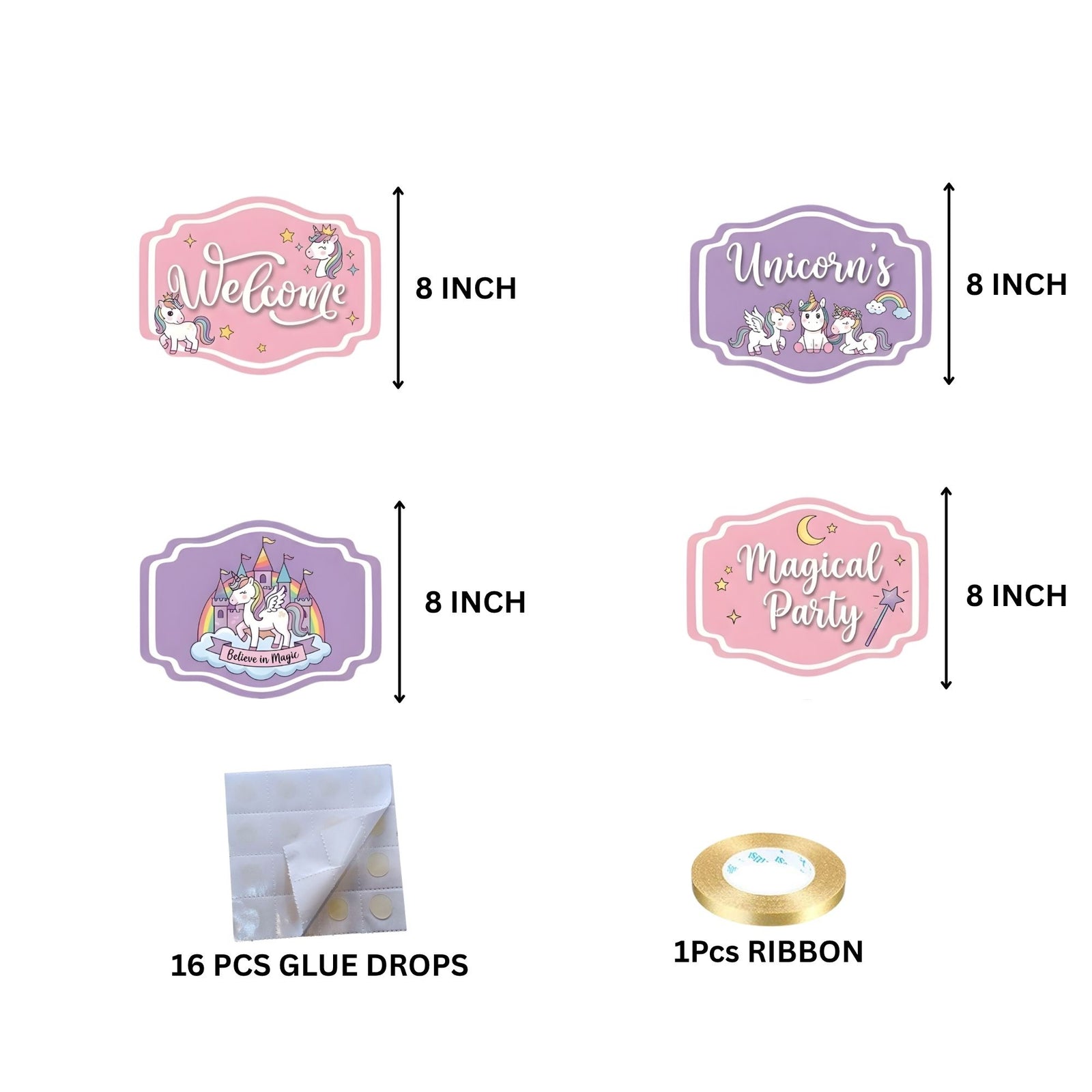 Unicorn Door/Wall Hanging Dangler- (42 Inches/250 GSM Cardstock/Pink & Purple/6Pcs)