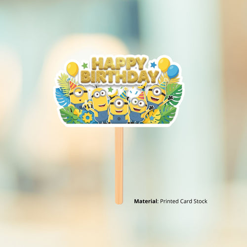 Load image into Gallery viewer, Minions Birthday Cake Topper for Kids | Premium 300 GSM Cardstock | Cute Cartoon Party Decoration | Cake Decoration Topper for Birthday Party Supplies

