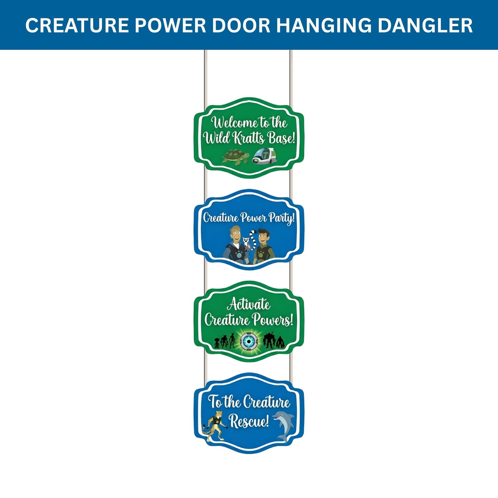 Creature Power Door/Wall Hanging Dangler- (42 Inches/250 GSM Cardstock/Blue & Green/6Pcs)