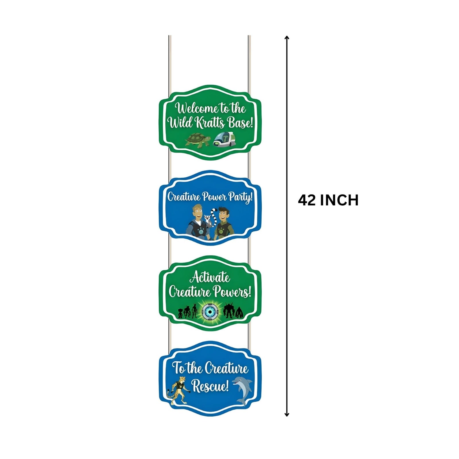 Creature Power Door/Wall Hanging Dangler- (42 Inches/250 GSM Cardstock/Blue & Green/6Pcs)