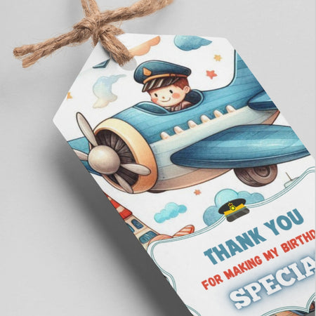 Pilot Theme Thank You Cards & Return Gift Tags - 30Pcs, 2x3.5, 250 GSM Cardstock, Green & Black (Pilot)