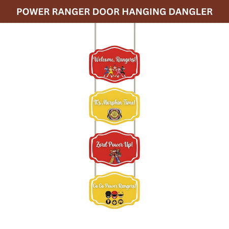 Power Ranger Door/Wall Hanging Dangler- (42 Inches/250 GSM Cardstock/Red & Yellow/6Pcs)