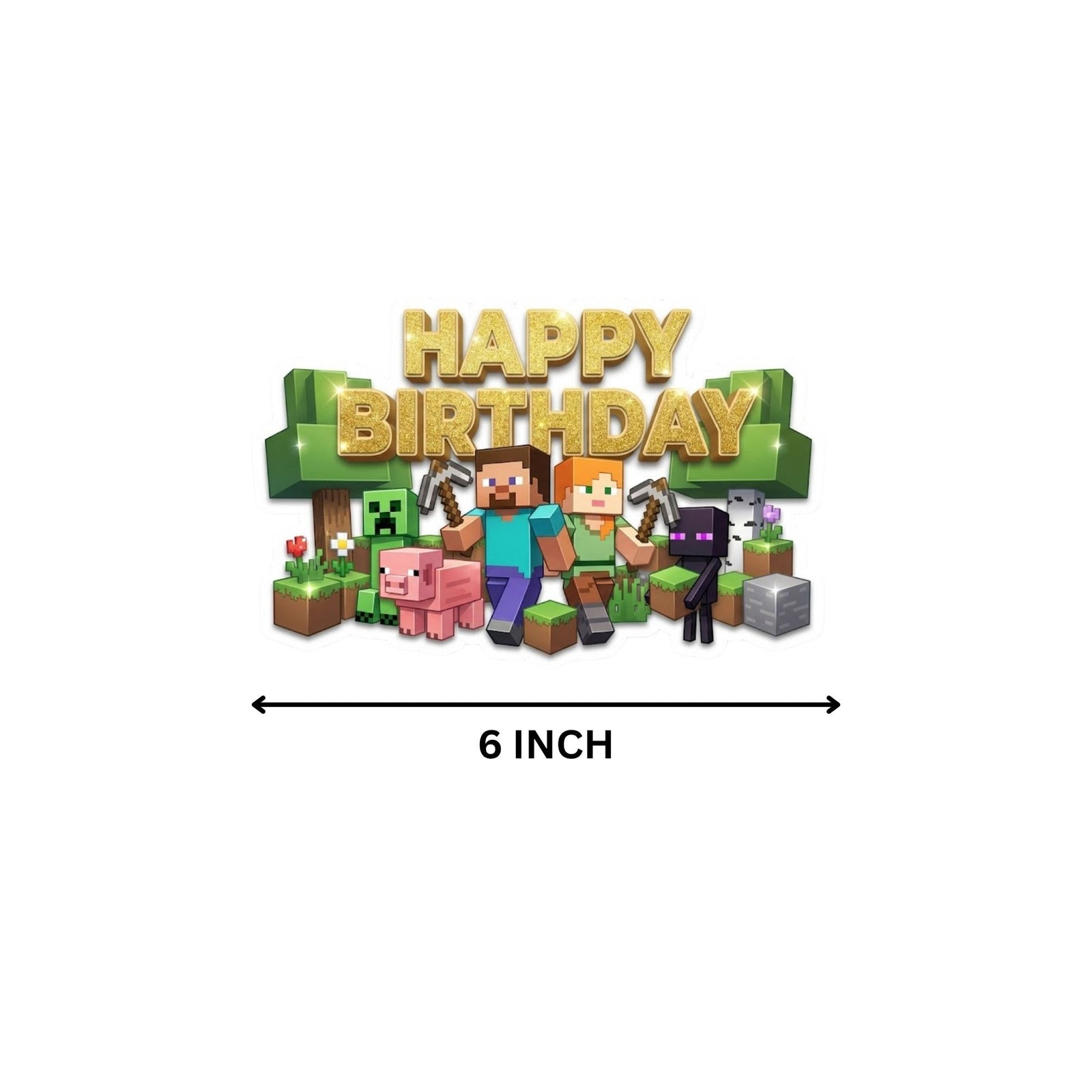 Minecraft Birthday Cake Topper for Kids | Premium 300 GSM Cardstock | Cute Cartoon Party Decoration | Cake Decoration Topper for Birthday Party Supplies