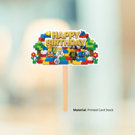 Lego Birthday Cake Topper for Kids | Premium 300 GSM Cardstock | Cute Cartoon Party Decoration | Cake Decoration Topper for Birthday Party Supplies