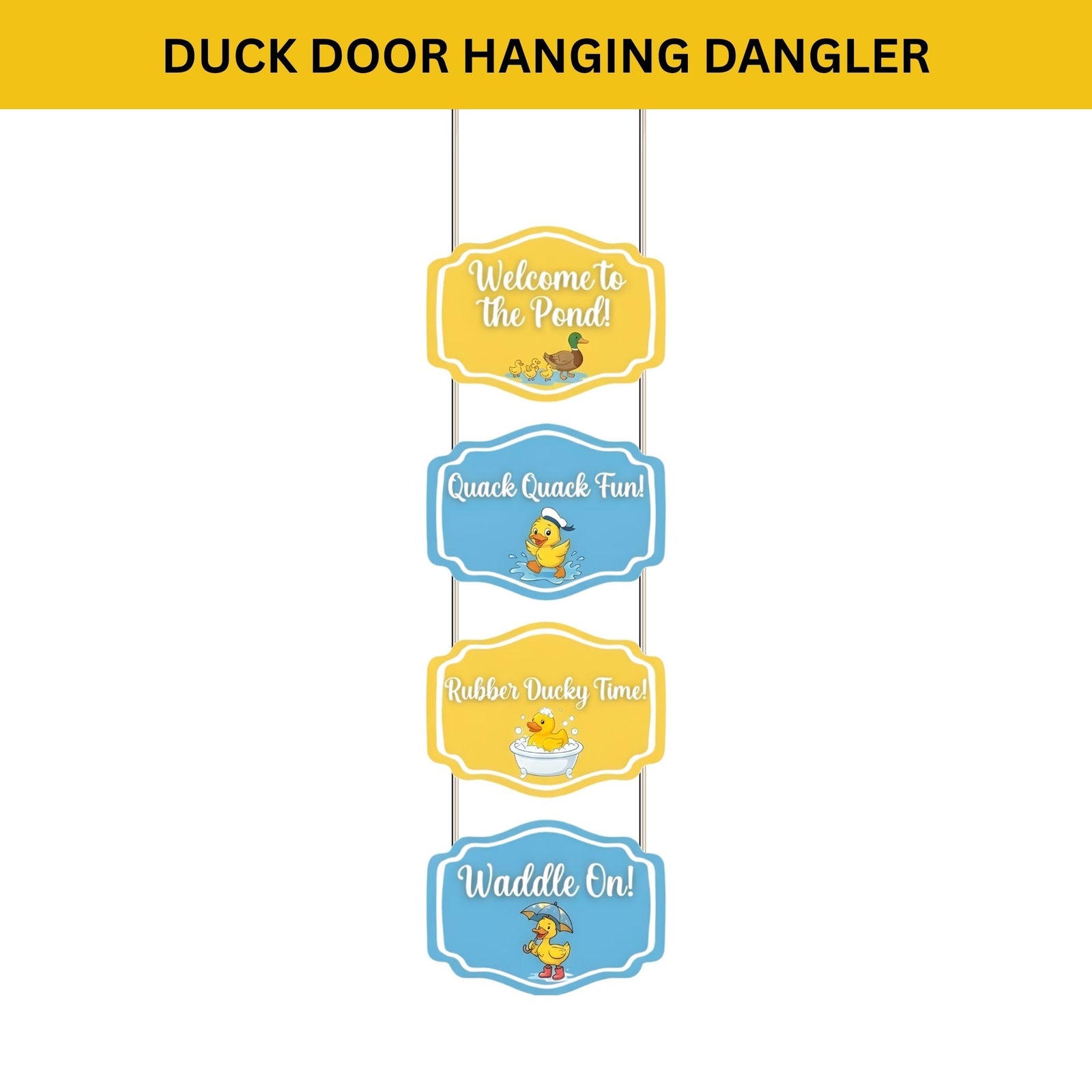 Duck  Door/Wall Hanging Dangler- (42 Inches/250 GSM Cardstock/Blue & Yellow/6Pcs)