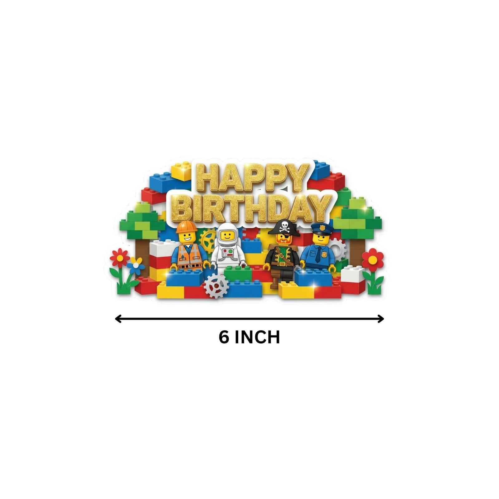 Lego Birthday Cake Topper for Kids | Premium 300 GSM Cardstock | Cute Cartoon Party Decoration | Cake Decoration Topper for Birthday Party Supplies