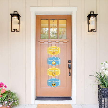Emoji Door/Wall Hanging Dangler- (42 Inches/250 GSM Cardstock/Blue & Yellow/6Pcs)
