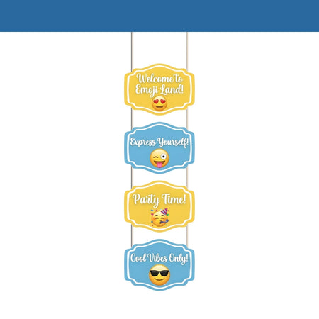 Emoji Door/Wall Hanging Dangler- (42 Inches/250 GSM Cardstock/Blue & Yellow/6Pcs)