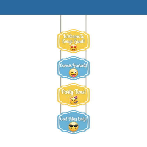 Load image into Gallery viewer, Emoji Door/Wall Hanging Dangler- (42 Inches/250 GSM Cardstock/Blue &amp; Yellow/6Pcs)
