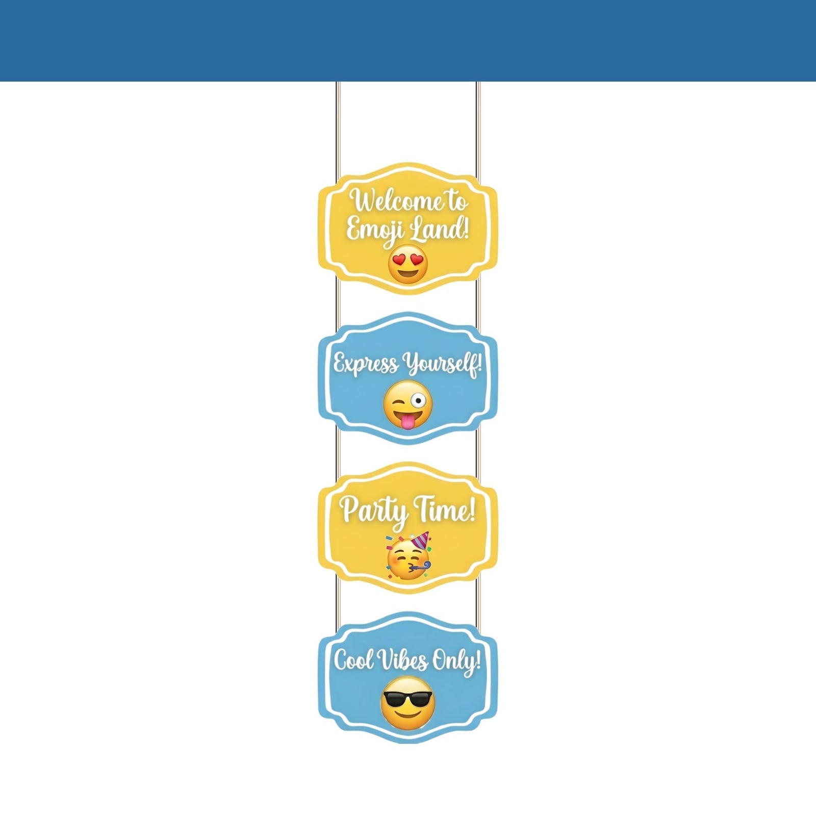 Emoji Door/Wall Hanging Dangler- (42 Inches/250 GSM Cardstock/Blue & Yellow/6Pcs)